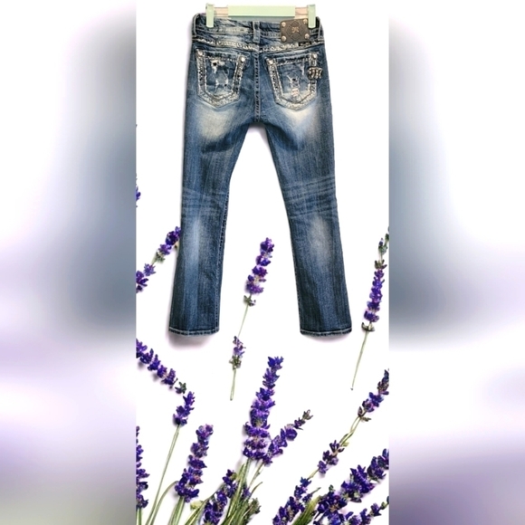 Miss Me Denim - Miss Me Signature Bootcut Denim Distressed Bling Jeans